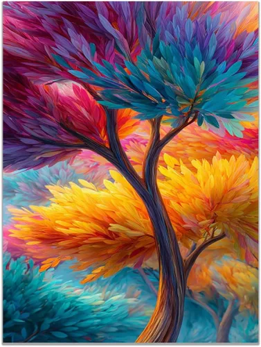 Miniatura 35 de VOCBAN Tree of Life Wall Art The Picture Artwork Canvas Prints Tree Pictures Poster Retro Artwork for Bedroom Living Room Home Decoration(blue blue