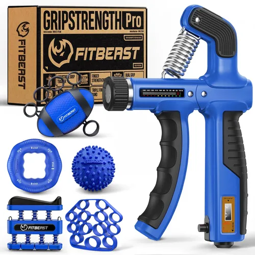 Miniatura 10 de FitBeast Entrenador de fuerza de agarre, kit de fortalecimiento de agarre de mano, paquete de 6 con fortalecedor de antebrazo de resistencia Negro
