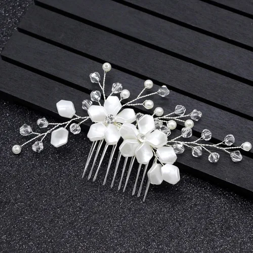 Miniatura 3 de inSowni Paquete de 40 peines laterales para el pelo de boda para novias+horquillas en forma de U, piezas de joyería con diamantes de imitación