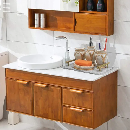 Miniatura 4 de LUANT Juego de accesorios de baño de 4 piezas, incluye vaso, soporte para cepillo de dientes, jabonera y dispensador de jabón, blanco con dorado