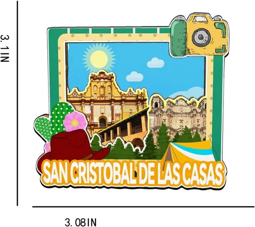 Miniatura 3 de Imán de San Cristóbal de las Casas, México, imán para nevera, 3D, monumentos de madera, recuerdos coleccionables, decoración hecha a mano -2086