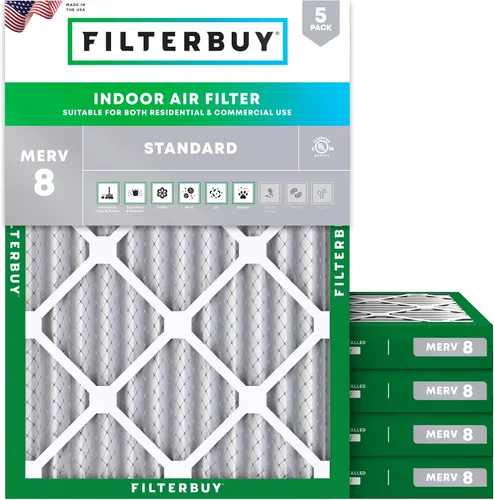 Miniatura 10 de Filterbuy Filtro de aire de 8 x 14 x 1 pulgadas MERV 8, protección contra el polvo (paquete de 5), filtros de aire de repuesto plisados HVAC