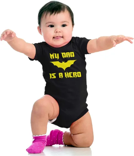 Miniatura 4 de Brisco Brands My Dad is a Hero Superhero Bat - Mameluco para niños o niñas