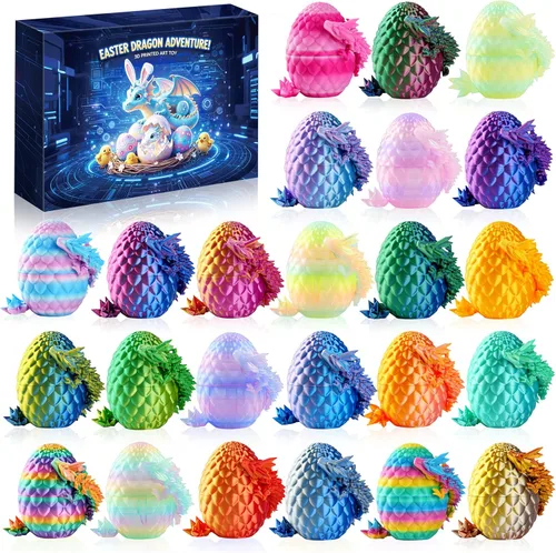 Rapean Huevos de dragón impresos en 3D, huevo de dragón de cristal misterioso para rellenos de cestas de Pascua y esenciales, juguetes y decoración