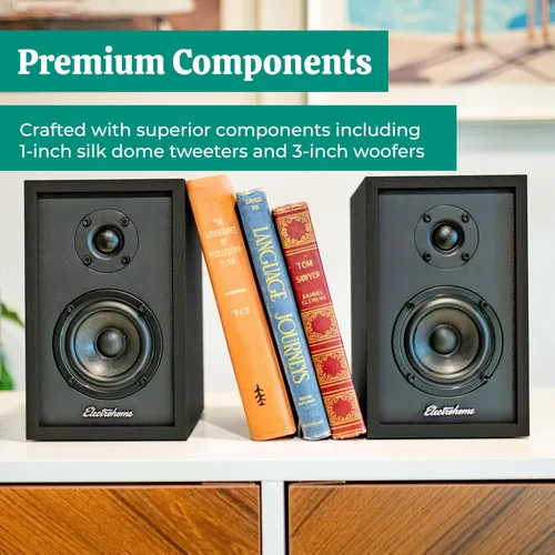 Miniatura 4 de Electrohome Montrose - Reproductor de discos de vinilo inalámbrico actualizable con Berkeley, altavoces Bluetooth alimentados, tweeter de 1 pulgada