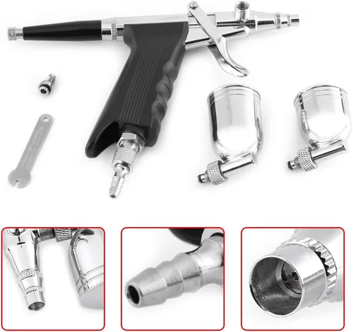 Miniatura 6 de Pistolet Aerographe - Juego de pulverizador de pintura multiusos con 2 tazas de alimentación, aerógrafo para pintura artística