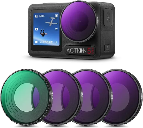 K&F Concept - Kit de filtro ND PL Compatible con DJI Osmo Action 5 Pro/Osmo Action 4, 4 paquetes de filtro CPL ND8 ND16 ND32 de rosca, filtro de