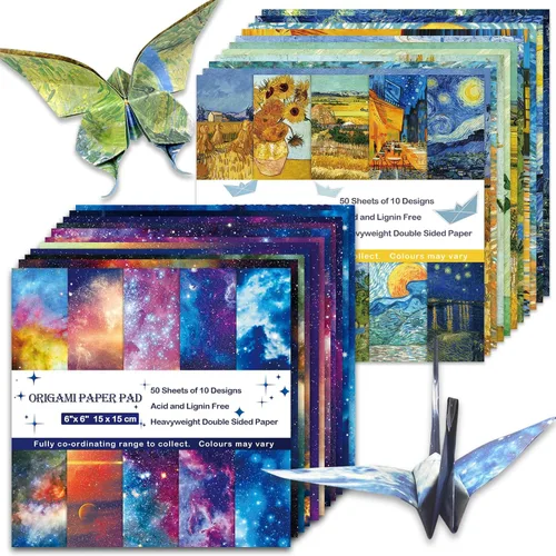 Miniatura 15 de Kit de papel de origami, 100 hojas de 2.47 oz/m², 6 pulgadas, cuadrados, de doble cara, 100 colores sólidos vívidos para manualidades a mano, papel