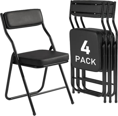 Miniatura 13 de Paquete de 2 sillas plegables acolchadas con cojín, juego de sillas de comedor plegables portátiles para interiores y exteriores, apilables