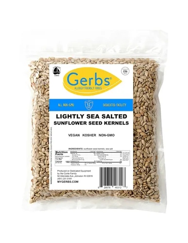 Miniatura 9 de Núcleos de semillas de girasol ligeramente salados con sal marina por Gerbs - 4 libras - Libre de los 11 principales alérgenos alimentarios y sin