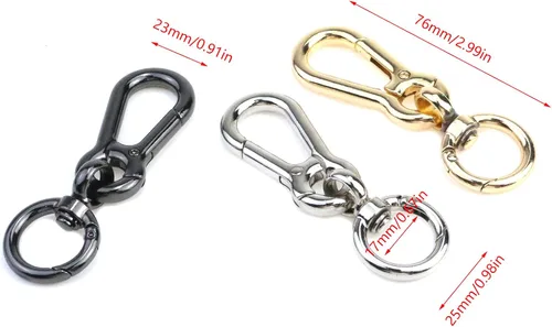 Miniatura 2 de 3 ganchos giratorios a presión, ganchos de presión para llavero, cierre de langosta, clip de resorte con anillo para llaves, cordones, suministros