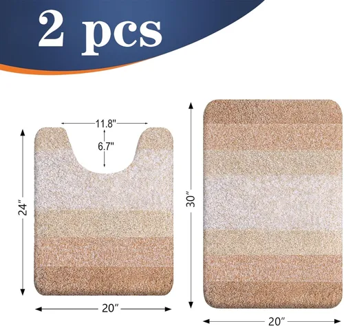 Miniatura 2 de OLANLY Juego de Alfombras de Baño de 2 Piezas, Tapetes de Baño de Microfibra Suave y Absorbente y Alfombra de Contorno en Forma de U para Inodoro