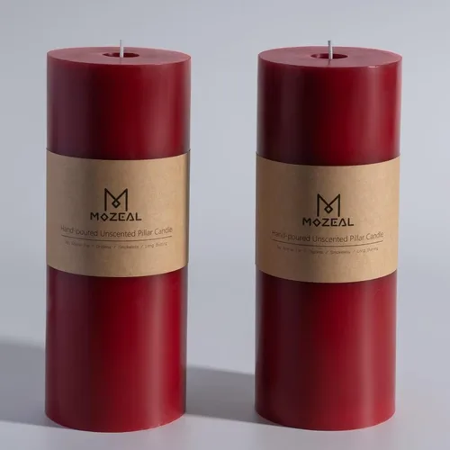 Miniatura 87 de MOZEAL Velas grandes sin perfume vertidas a mano de 3 x 8 pulgadas, sin humo, juego de 2, combustión lenta, sin goteo, aproximadamente 150 horas