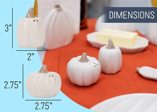 Miniatura 2 de Nat & Jules - Mini salero y pimentero de cerámica con forma de calabaza de 3 pulgadas, perfecto para Acción de Gracias, Halloween y decoración