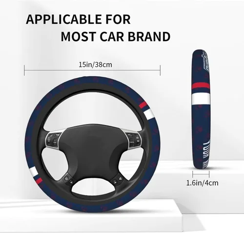 Miniatura 5 de Fundas para volante personalizadas de fútbol de New England, funda antideslizante y absorbente de sudor para la mayoría de vehículos sedán, camión