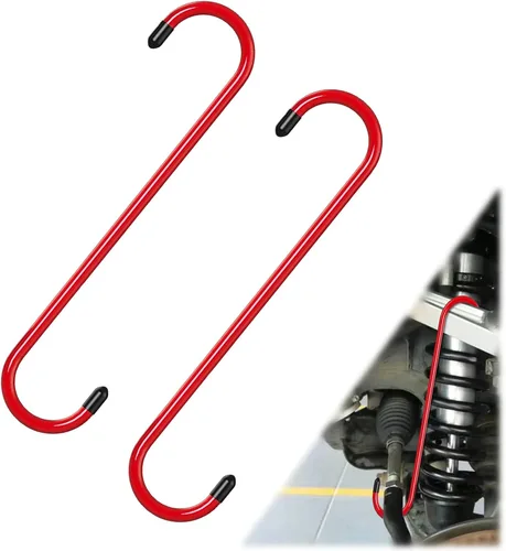Miniatura 12 de 2 ganchos para pinzas de freno con puntas de goma, acero duradero, herramientas automotrices a prueba de óxido para frenado, eje, suspensión