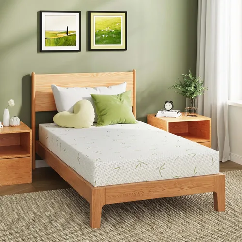 Miniatura 2 de EGOHOME Colchón de tamaño individual de 8 pulgadas, espuma viscoelástica de gel de té verde refrescante para aliviar la presión, soporte firme