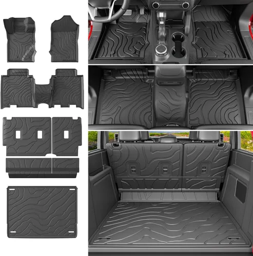 Miniatura 38 de powoq Tapete de suelo compatible con Honda Pilot 2016-2022 con alfombrilla de respaldo, forro de carga de repuesto para accesorios Honda Pilot