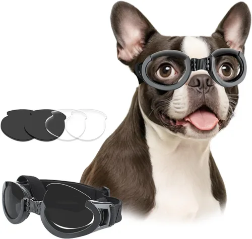 Miniatura 8 de Gafas de sol para perros de raza media, protección ocular para perros medianos, resistentes al viento, color negro