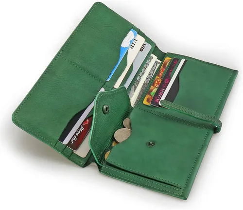 Miniatura 2 de LETEULO Carteras para mujer, de piel auténtica, organizador de tarjetas, monedero, monedero de teñido por inmersión, carteras ultrafinas para mujer