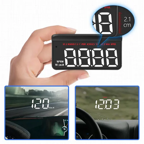 Miniatura 5 de Aramox Pantalla HUD para automóvil OBD2, velocímetro digital con advertencia de sobrevelocidad, pantalla de parabrisas de cabeza para automóviles