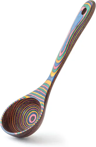 Miniatura 11 de Gudamaye Pakkawood - Cucharones profundos para sopa, cucharón de madera grande de 10.6 pulgadas para cocinar, juego de utensilios de cocina de madera
