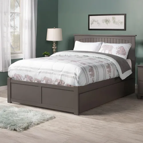 Miniatura 4 de AFI Nantucket - Cama de plataforma tamaño King con estribo y cama nido individual XL en color gris