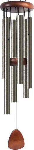 Miniatura 26 de Bursvik Campanilla de viento de 28 pulgadas, campanillas de viento decorativas en metal para exteriores, conmemorativas, regalo de recuerdo, Negro