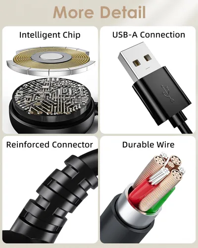 Miniatura 4 de Cargador de reloj Samsung Galaxy de 1 pie compatible con Watch 8/8 Classic/Ultra/7/6/6 Classic/5/5 Pro/4/4 Classic/3/Active/FE USB A carga magnética
