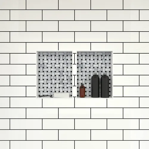 Miniatura 2 de Redi Niche - Estante de ducha empotrado doble nicho negro, dos estantes interiores, 32 pulgadas de ancho x 20 pulgadas de alto x 4 pulgadas