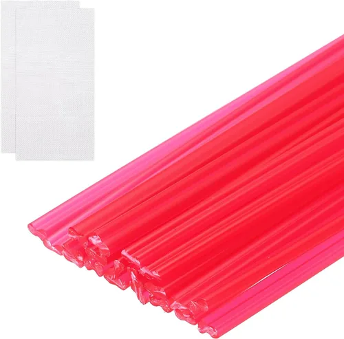 Miniatura 21 de MECCANIXITY 20 varillas de soldadura de plástico, tiras de reparación de soldadura PP de 20 pulgadas con malla de refuerzo para parachoques de Rojo