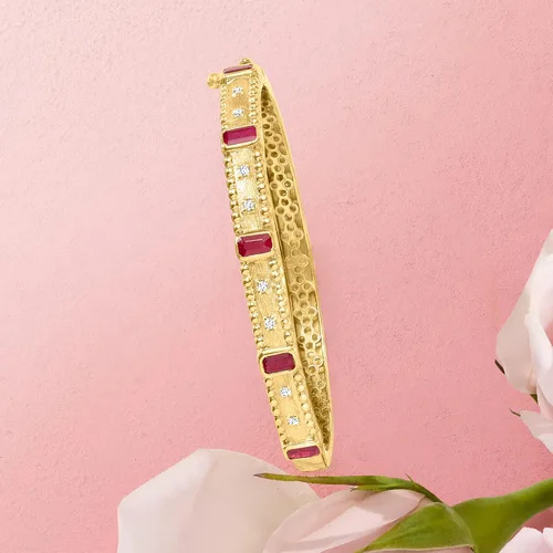 Miniatura 4 de Ross-Simons Pulsera de diamantes de 1,50 quilates con rubí y 0,15 quilates en oro de 18 quilates sobre ley