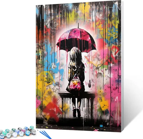 Miniatura 24 de Angel Girl - Pintura por números para adultos, corona de rosas rosadas, pintura al óleo digital, pintura acrílica, kit de pintura linda para niñas