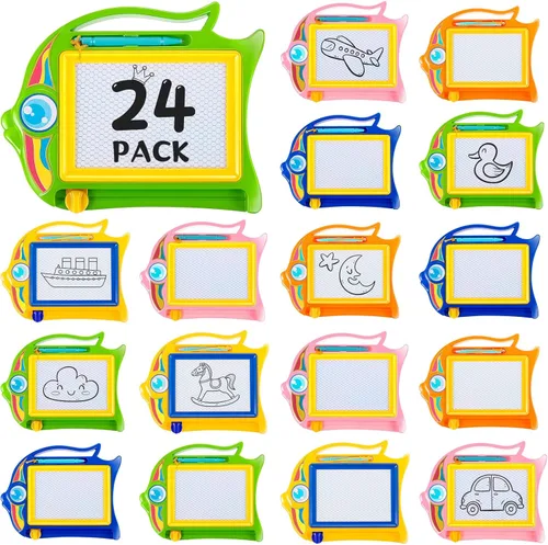 24 piezas de mini tablero magnético de dibujo para niños, tablero de garabatos borrable, bloc de escritura de bocetos colorido para recompensas de