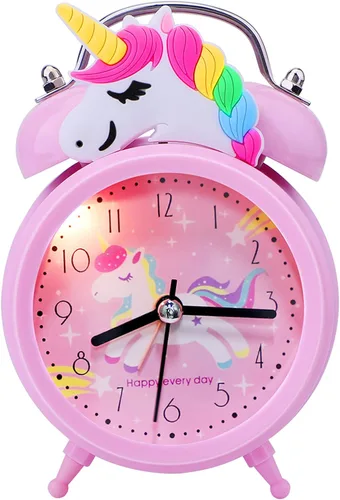 Miniatura 7 de QearFun Reloj despertador de unicornio para niñas y niños, bonita decoración de dormitorio, segunda mano silenciosa sin tictac, con retroiluminación