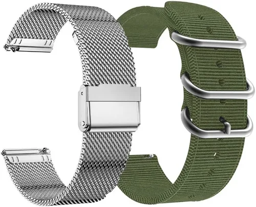 Miniatura 7 de Vivoactive 5/3 - Correa de reloj de metal y nailon, malla de 0.787 pulgadas y correa de nailon compatible con Garmin Venu 2 Plus/Forerunner 645/245