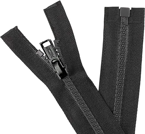 Miniatura 2 de AMORNPHAN 2 cremalleras moldeadas inferiores de 30 pulgadas, color negro #5, dientes de plástico, cierre a granel, resistente para coser, abrigos