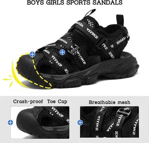 Miniatura 62 de JMFCHI Sandalias deportivas de verano para niños y niñas, sandalias de punta cerrada para exteriores, zapatos atléticos para agua, sandalias