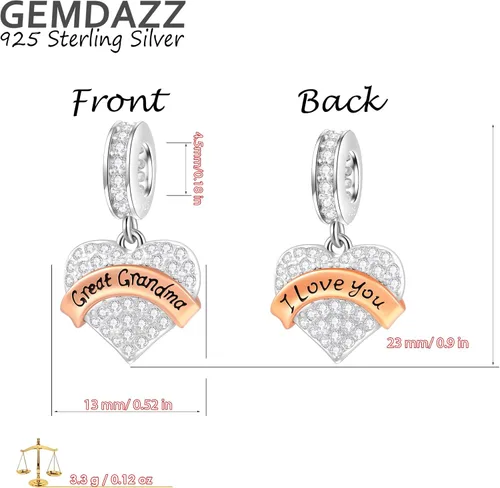 Miniatura 2 de GEMDAZZ Abalorio de plata de ley 925 para madre, padre, hija, hijo, hermana, nana, esposa, marido, abuela, amiga, madrina, hija, ahijada, cuentas