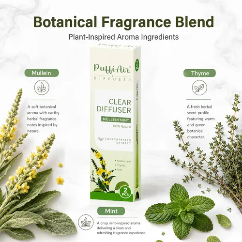 Miniatura 2 de PUFFIAIR Juego de varillas de fragancia botánica, gordolobo a base de plantas, aroma botánico de tomillo y menta, accesorio de fragancia personal