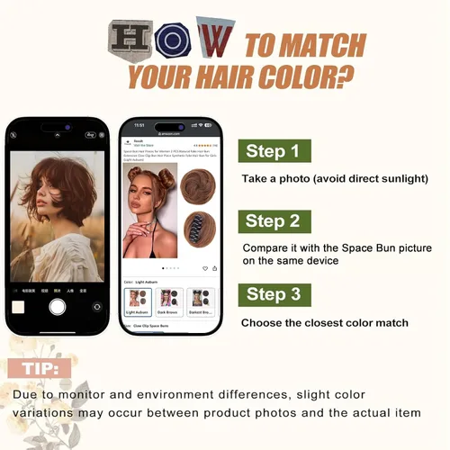 Miniatura 6 de Extensiones de moño espacial para mujer, 2 piezas de extensiones de moño de cabello falso natural, clip de garra, moño de pelo sintético