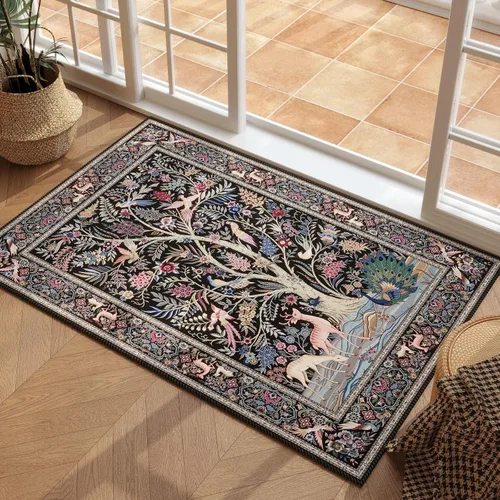 Miniatura 2 de Rugcomf Tapete para puerta de interior, alfombra 2 x 3, diseño vibrante de árbol de la vida, vintage, lavable a máquina, alfombra de área pequeña