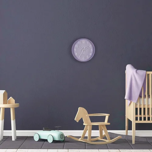 Miniatura 5 de Bernhard Products Reloj de pared morado de 10 pulgadas, silencioso, sin tictac, cuarzo de calidad, números 3D, funciona con pilas, reloj redondo
