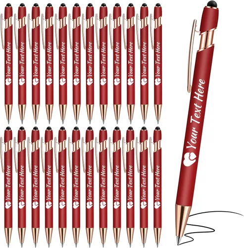 Miniatura 15 de Bolígrafos personalizados con lápiz capacitivo, bolígrafos con nombre impresos personalizados con tinta negra, impresos con tu logotipo o mensaje