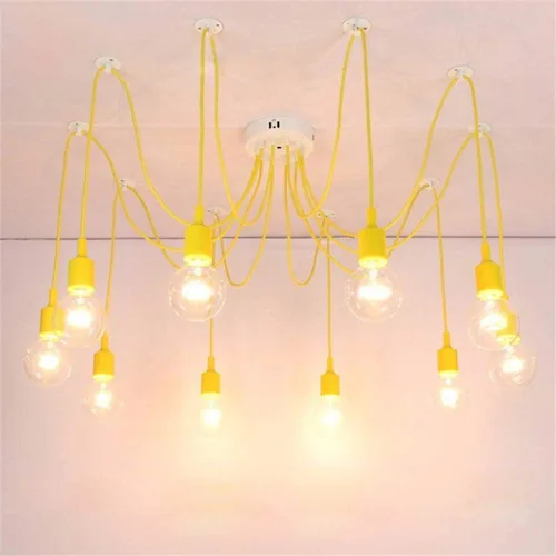 Miniatura 10 de Luces colgantes de 10 vías para bricolaje, lámpara colgante de techo ajustable de altura Candelabro de araña de 10 brazos Lámpara colgante