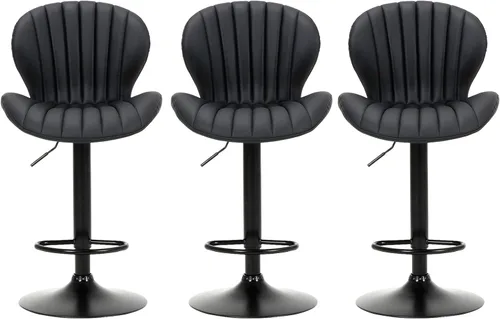 Miniatura 22 de COLAMY Juego de 1 Taburete de Bar, Sillas de Bar Giratorias Modernas, Taburetes de Bar Ajustables Tapizados en Cuero Sintético de Altura de Negro