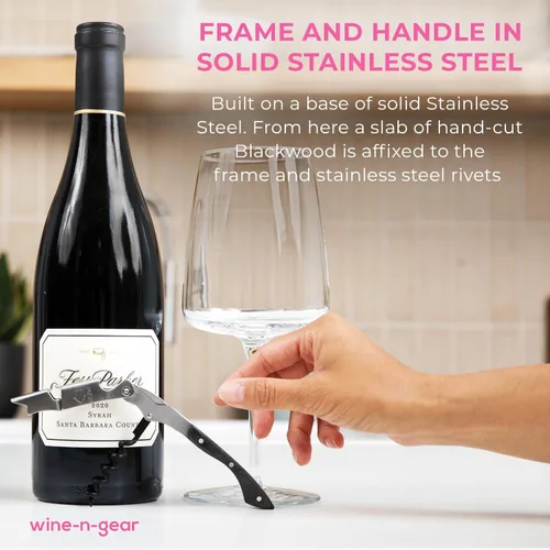 Miniatura 3 de Pocket Prestige Waiters - Sacacorchos de Coutale Sommelier Blackwood, abridor de botellas de vino de doble palanca patentado francés con resorte