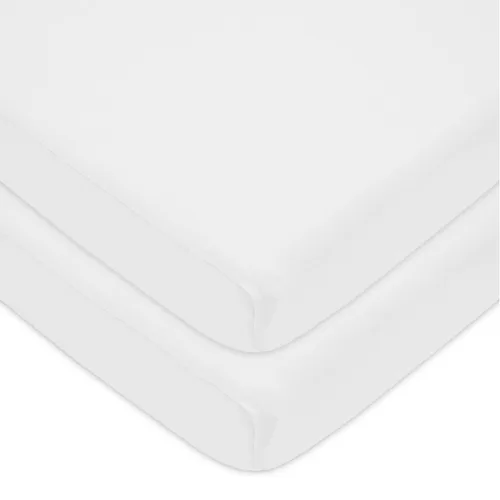 Miniatura 14 de TL Care Paquete de 2 sábanas bajeras para cuna pequeña 100% algodón natural de 38 x 24 pulgadas, suaves y transpirables, pequeñas sábanas portátiles