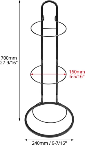 Miniatura 6 de QWORK Estante de almacenamiento para pelotas de baloncesto: diseño vertical de 3 niveles, montaje en pared o independiente, solución de ahorro