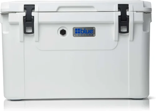 Blue Coolers Ark Series 100-110 Quarts, enfriador de hielo moldeado por roto| Gran baúl de hielo con capacidad para hasta 10 días | Blanco ártico